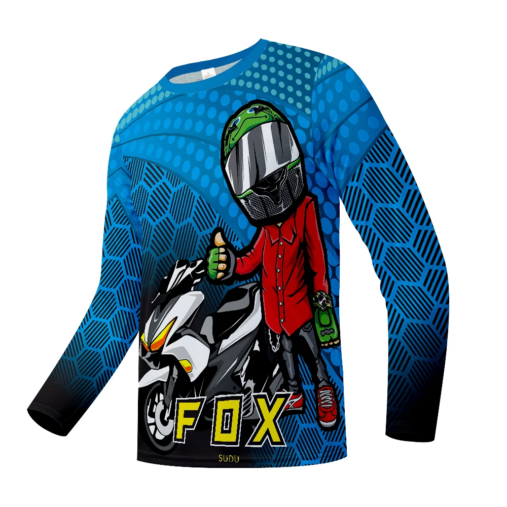 FOX SUDU Men\'s Cycling T-shirt Cross country Motorcycle Mountain Bike Speed Reduction Suit Long Sleeve Quick Drying Cycling Suit