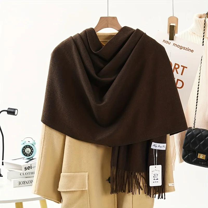 Women'S Shawl Scarf - 300G Soft Burgundy Luxurious Winter Scarf, Thick Warm Outerwear Neckwear, Suitable for Weddings, Parties, And Daily Use, Bohemian Style Shawl, Fits Jackets, Hand Washable (No Feathers)