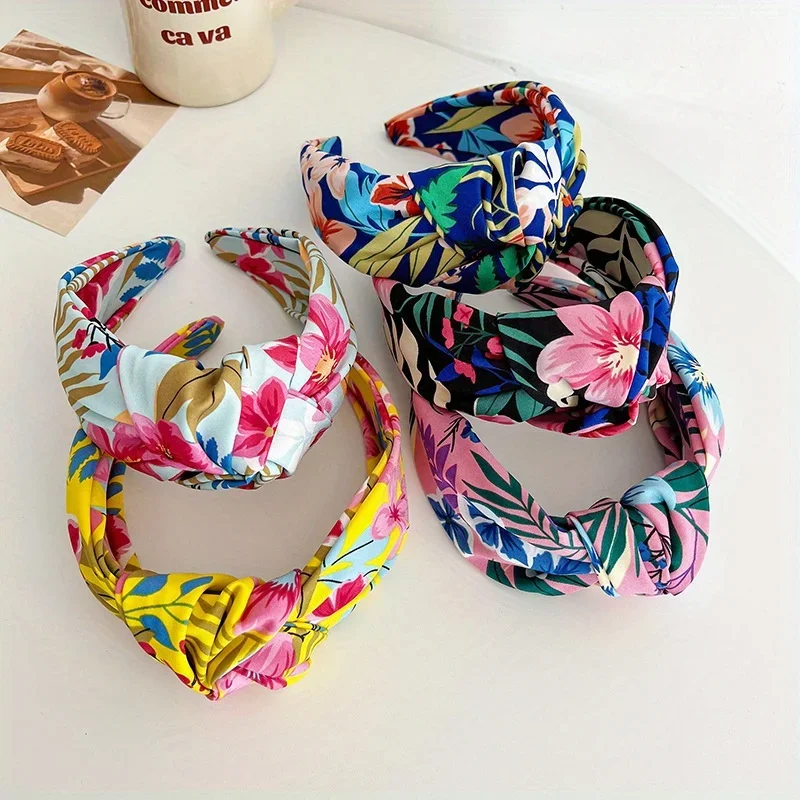 

Print Flowers Wide Hairband Wide Edge Hair Accessories Street Trend Hair Clip Wash Face Make Up Daily Hair Accessories for Women