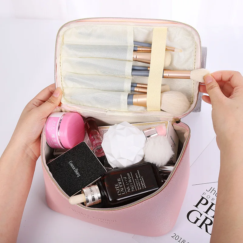 นุ่ม PU กันน้ำ Wash แบบพกพา Multi-ฟังก์ชั่นขนาดใหญ่-ความจุ Skin Care Tas Kosmetik