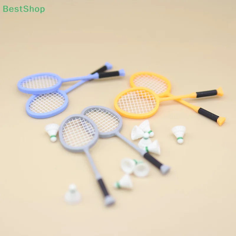 ♥ ♥ Juego de raqueta de bádminton en miniatura para casa de muñecas 1:12, Mini escena de simulación deportiva para juego de simulación