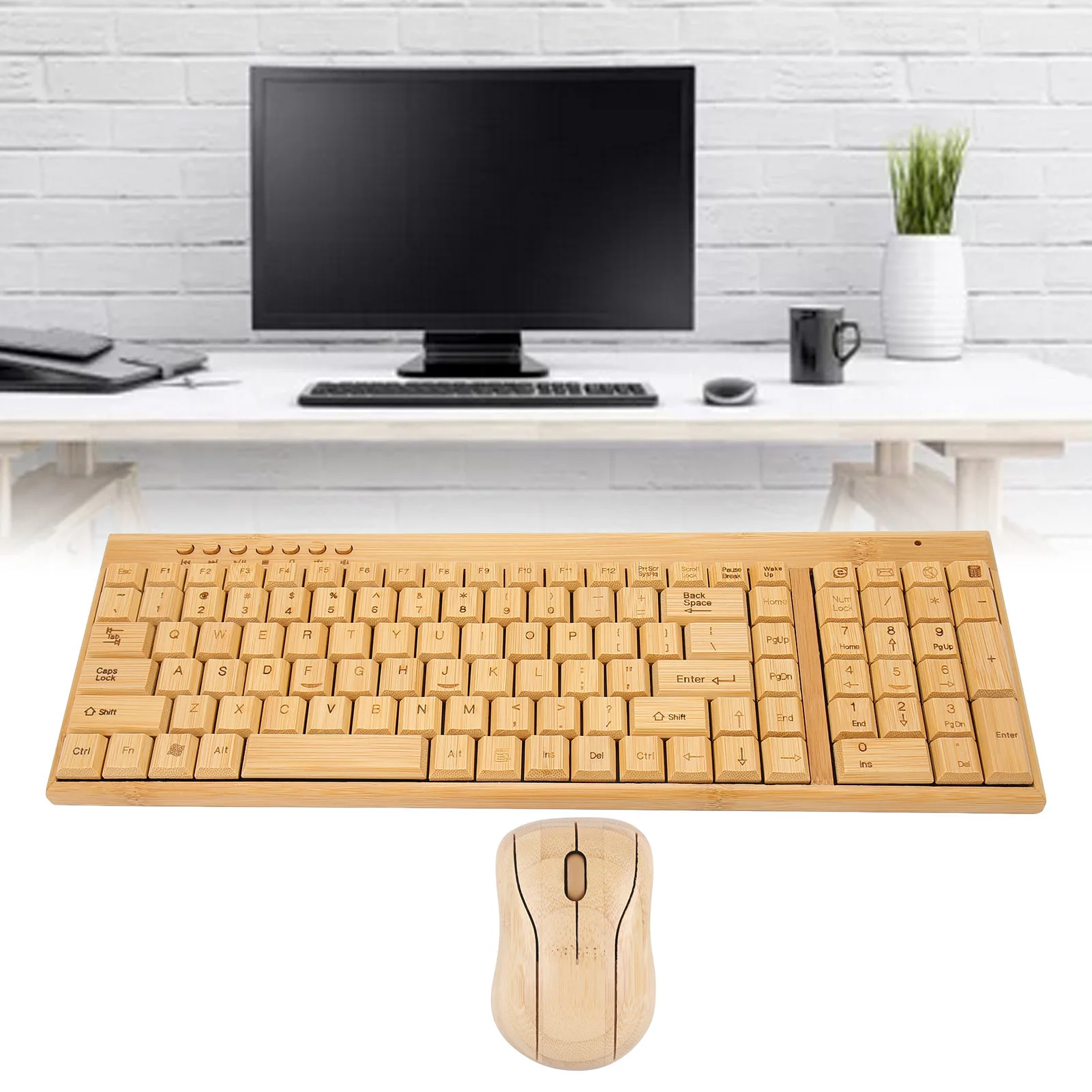 

Computer Wireless Devices 2.4GHz Wireless Connection Practical Plug and Play Computer Control Devices Bamboo Wood for Gaming