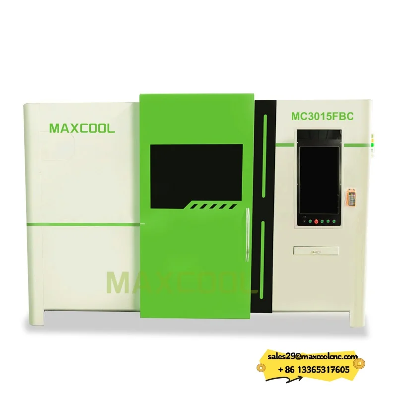 Maxcool Fiber Laser Cutter with Full Enclosure & Exchange Table, 3/6/12kw SS CS Alu Metal Sheet & Ad Letter Engraving