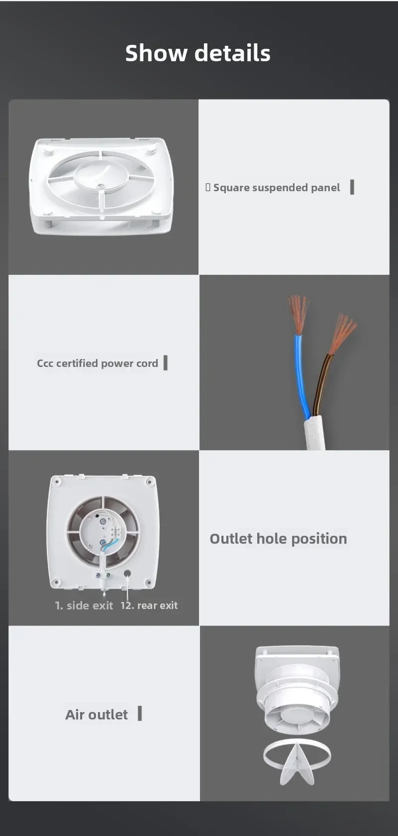 

Superior Ventilation System Intelligent Dehumidification Exhaust Ventilation Fan 220V Household Bathroom Toilet Glass Window Exh