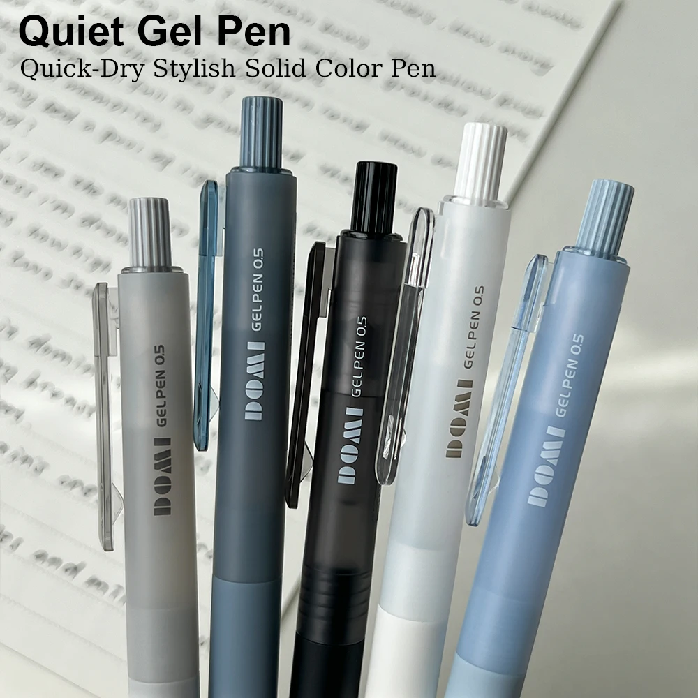 

5-Pack Simple Quiet Gel Pens 0.5mm Quick-Dry Stylish Solid Color Pens for School Office Study Use