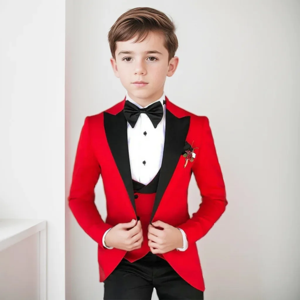 Boys Suits 3-Piece Jacket Vest Pants Teen Dress Wedding Performance Prom Formalwear Classic Slim Elegant Age 2-16Y