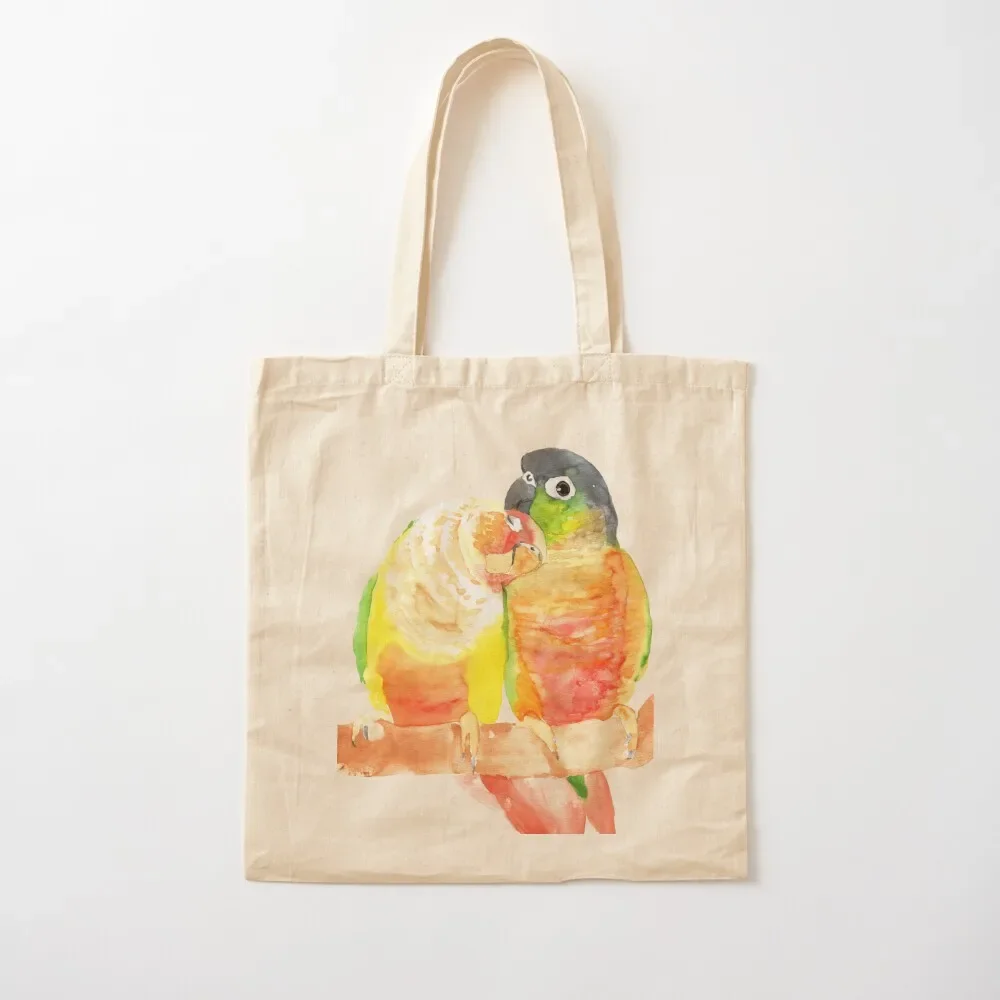 

Green-cheeked conure lover watercolor Tote Bag tote bag men personalized tote bag