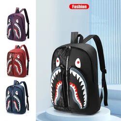 2024 Waterproof School Backpacks for Student Style Anime Shark Print Travel Bags Punk Street Trend Waterproof Shoulder Backpack