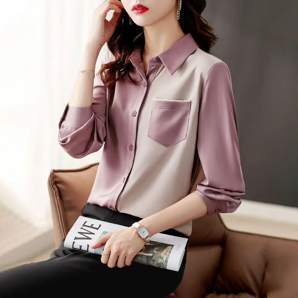 Mode Elegante Patchwork Langarm Bluse frauen Kleidung Frühling Herbst Vintage Chic Lose einreiher Shirt für Weibliche