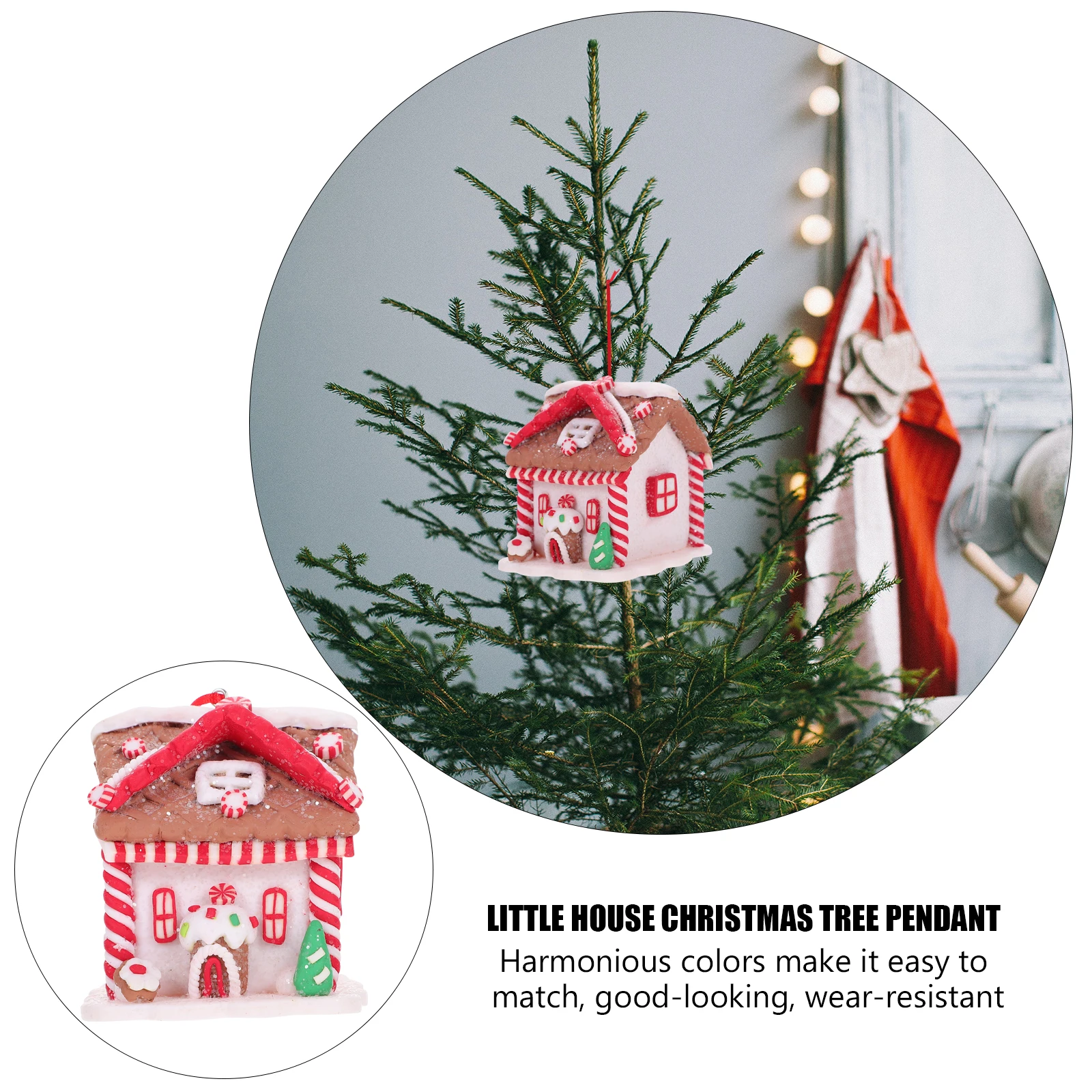 

Christmas Tree Ornament House Shaped Resin Pendant Xmas Decors Vivid Design Clear Beautiful Holiday Decor