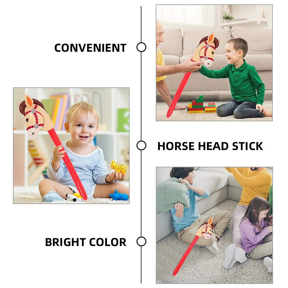 6 Pcs Pad Horse Head Stick Kids Sports Toys Horse's Inflatable Pvc Child Party Supplies