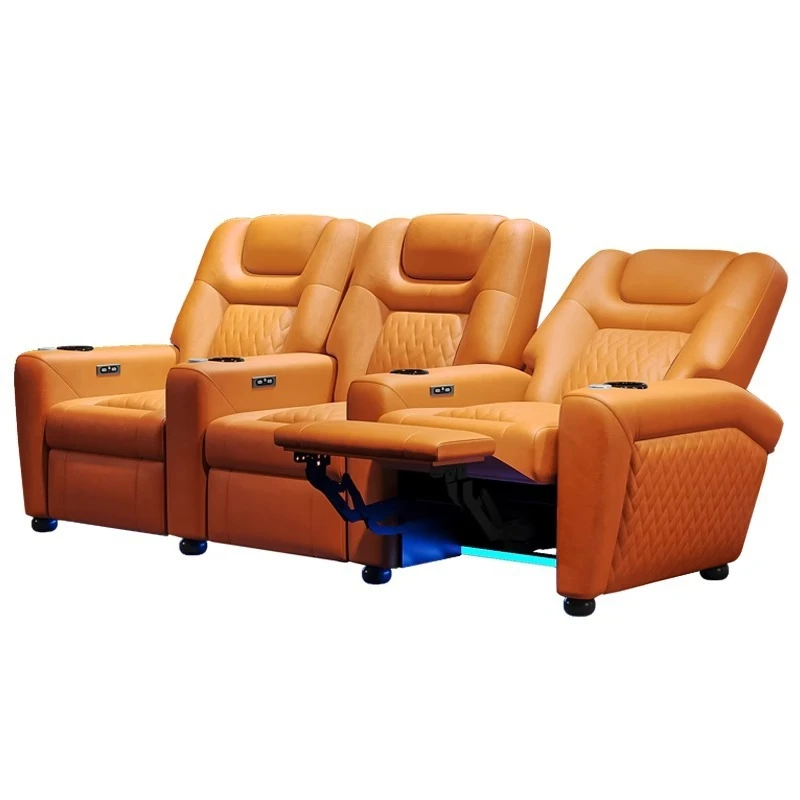 

Villa home theater sofa basement curved audio and video room viewing seat