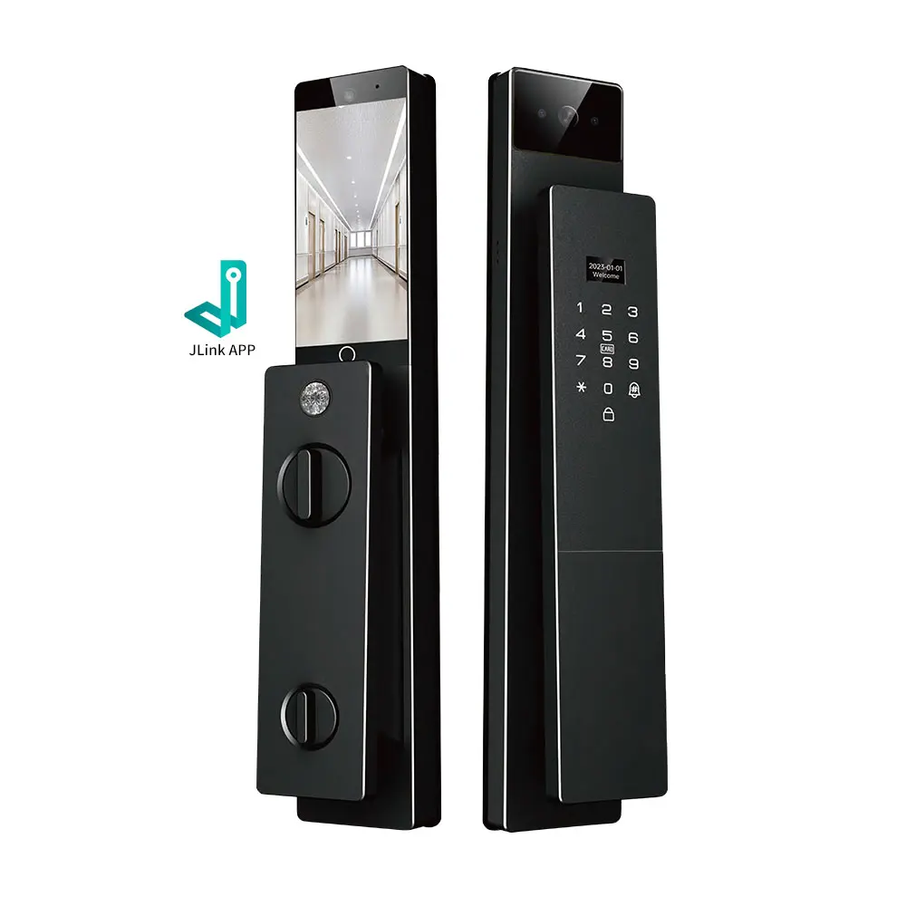 High-End Home Palm Vein J-link Wifi 3D Riconoscimento facciale Impronta digitale biometrica digitale Smart Door Lock Israel Lock Body Intercom