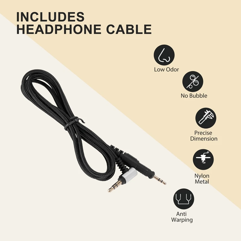 Replacement Audio Cable For Audio-Technica ATH-M50X M40X Headphones Fits Many Headphones