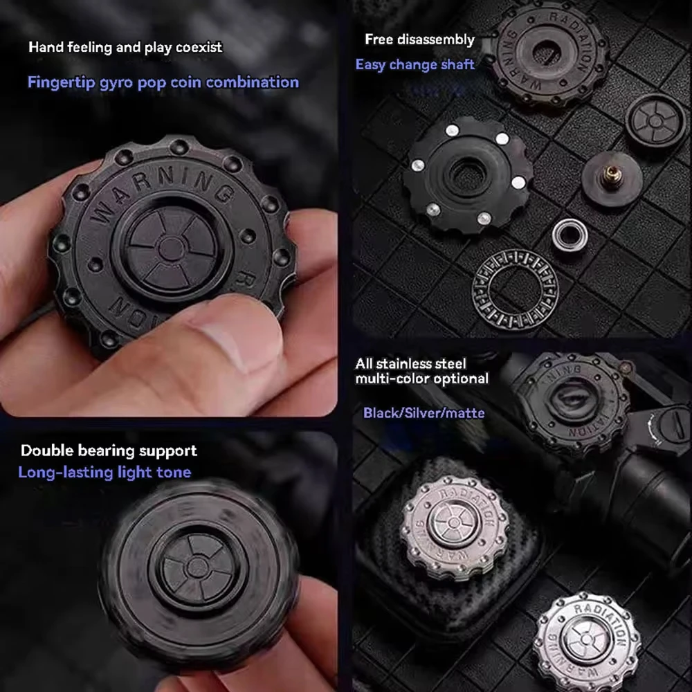 Strahlung Warnung Fidget Slider Spinner EDC Getriebe Hand Spinner Clicker Erwachsene Zappeln Spielzeug ADHS Werkzeug Anti-angst Stress Relief Spielzeug