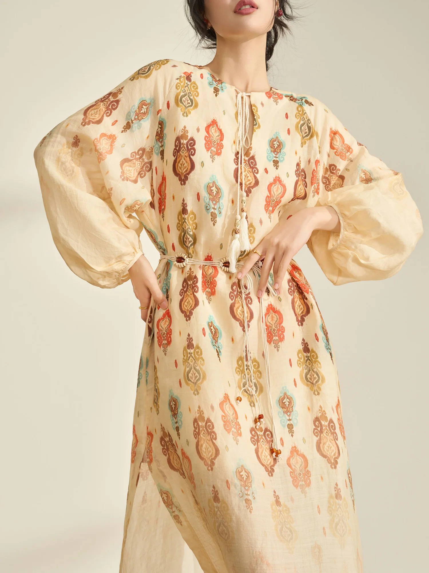 

Новое женское платье Ele Holiday с цветочным принтом, весеннее, для повседневной носки, модное, с длинным рукавом, свободного кроя, H-образное, из полиэстера