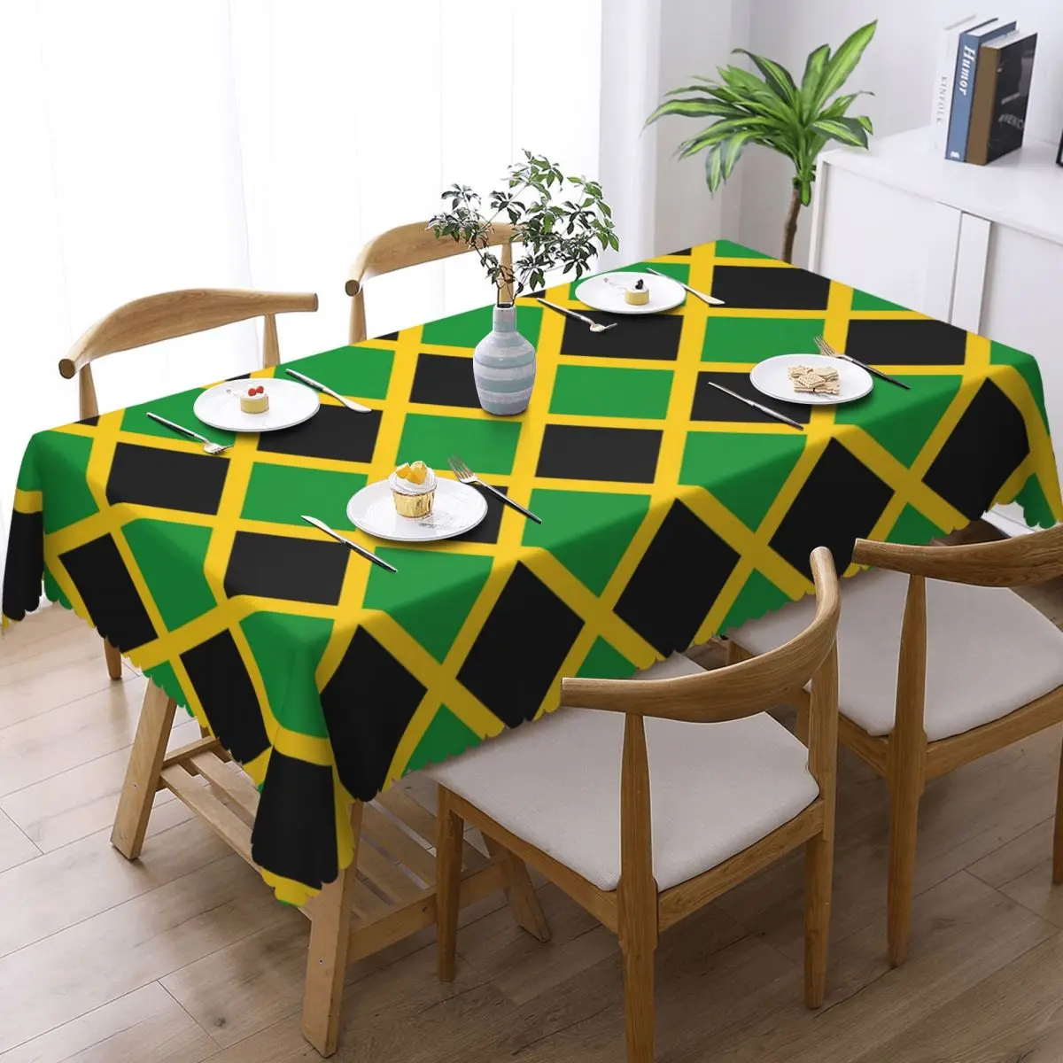 

Jamaican Flag Tablecloth Love Jamaica Elegant Table Cloth For Kitchen Dining Room Table Cover Cheap Custom DIY Table Decoration