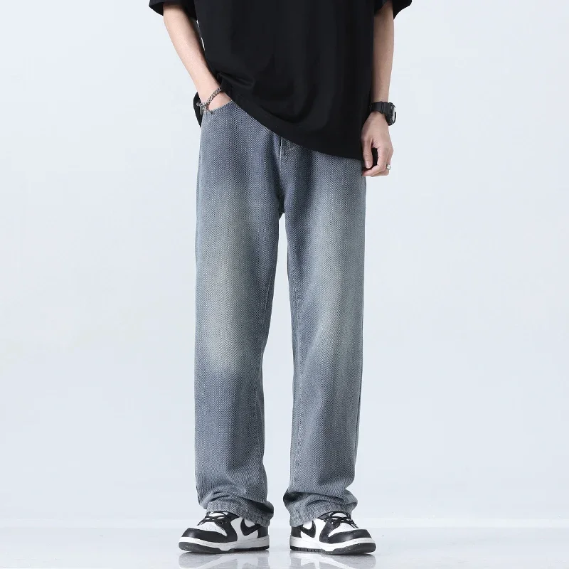 

Джинсовые брюки унисекс, однотонные винтажные брюки, повседневные осенние мужские и женские новые модные свободные прямые джинсы, уличная одежда, широкие брюки в стиле хип-хоп