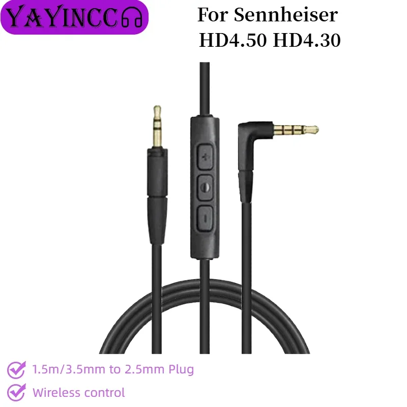 

YAYINCC Plug and Play High quality audio cable For Sennheiser HD4.50 HD4.30 Headset 3.5mm to 2.5mm plug Wireless control