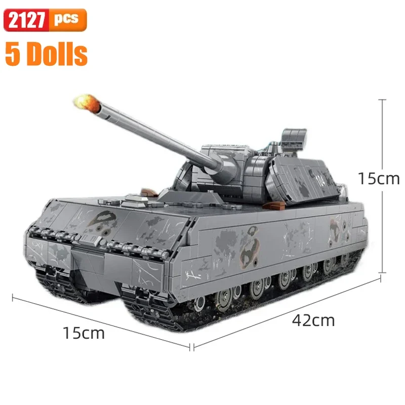 

WW2 Army Soldier Weapons Bricks ，German Military Jagdtiger King Tiger I Heavy Tank Building Blocks， Children Toys Birthday Gifts