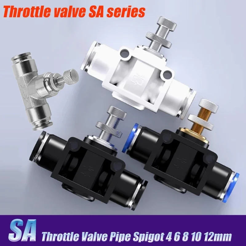 

304 Stainless Steel Pneumatic Quick Coupling Throttle Valve Pipe Spigot SA-4/6/8/10/12mm One-Way Flow Limiting Valve Cylinder