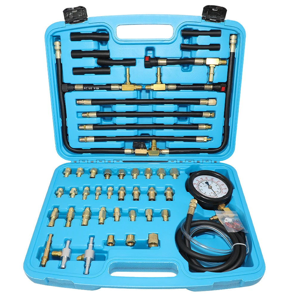 TU-443 Universal Car Fuel  Pressure Tester Gauge 0-140 PSI Engine Testing Tool Kit for All Vehicles