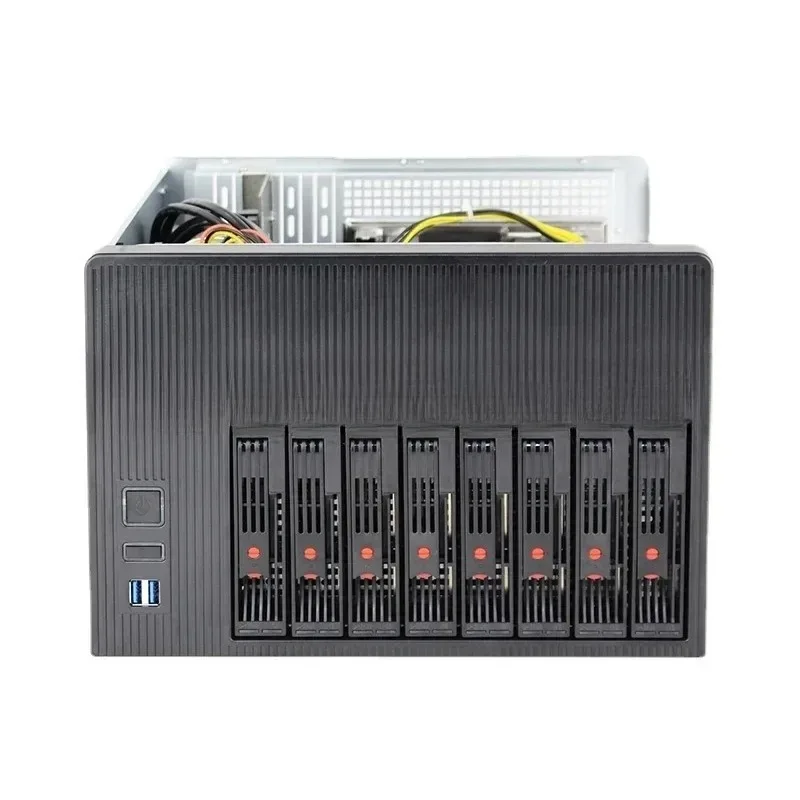 Tooless 8Bays NAS Chassis 8 HDD Bays Hotswap Case Support M-ATX Motherboard with   2x9025MM Fans