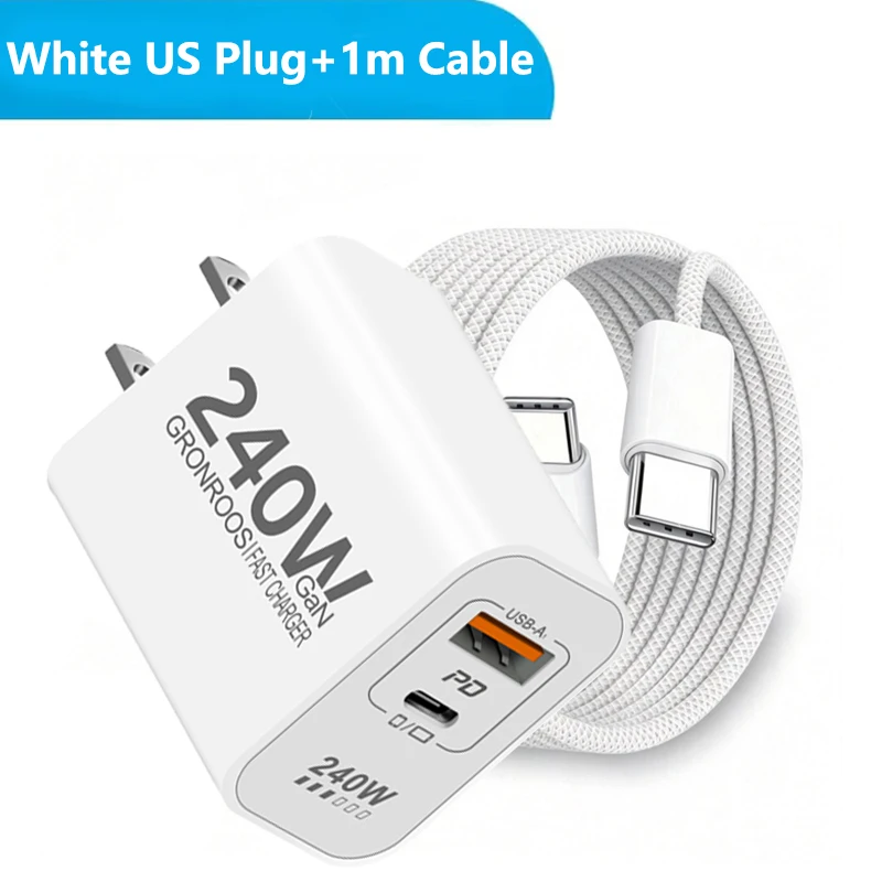 240W GaN PD USB C Oplader voor iPhone 17 16 15 14 13 12 Pro Max Telefoon QC 3.0 PD 3.0 USB Type C Snelladen voor Xiaomi Poco iPad