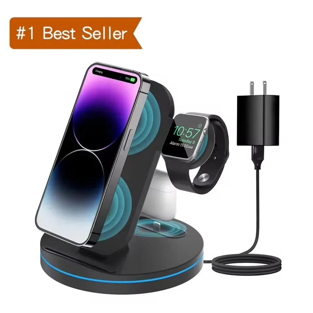 2023 Hot selling products Charger Magnetic 15W 3 IN 1 Wireless Charger Charging Station For iPhone 14/13 pro Fast charger