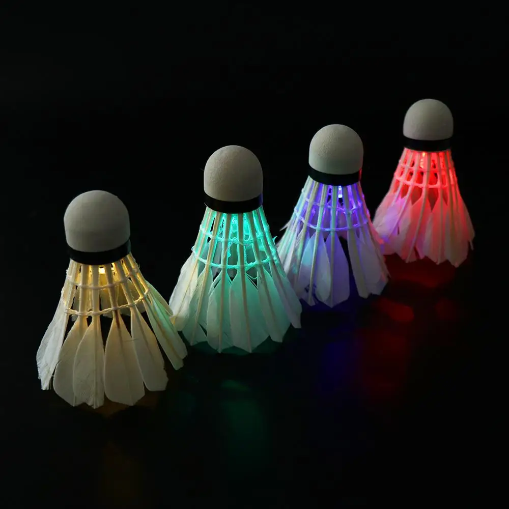 Dark Night LED Badminton Lighting Balls Foam Head Lighting Badminton Glowing Colorful Luminous Shuttlecock Outdoor Game