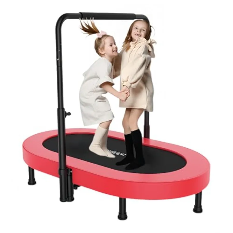 

Двойной мини-батут 56 дюймов с 5-уровневой регулируемой ручкой, для дома и улицы, прочная стальная рама, максимальная нагрузка 220 фунтов (100 кг)