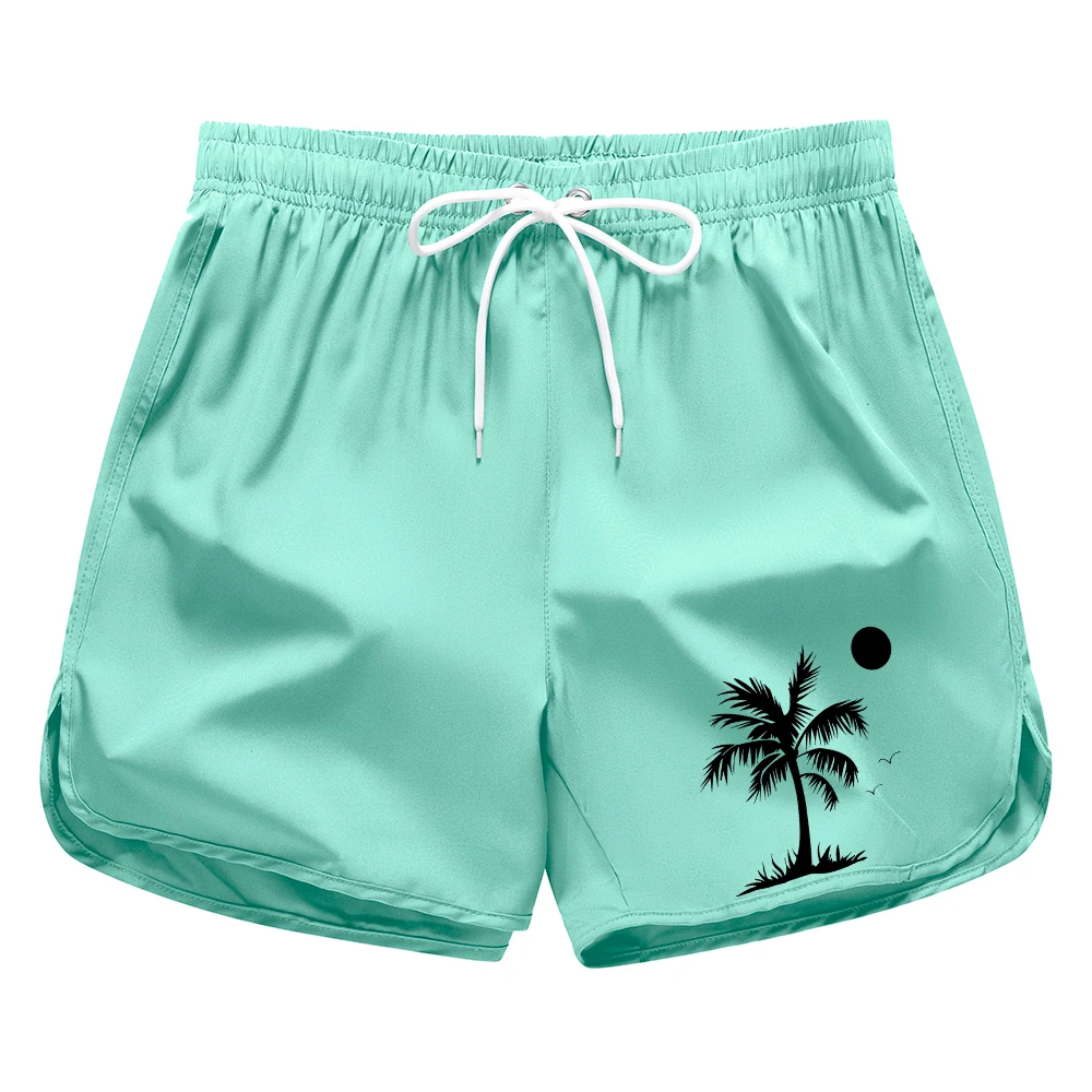 Men's Coconut Tree Print Beach Shorts Summer Casual Drawstring Shorts Men's Swim Trunks Swimwear Multiple Colors Available