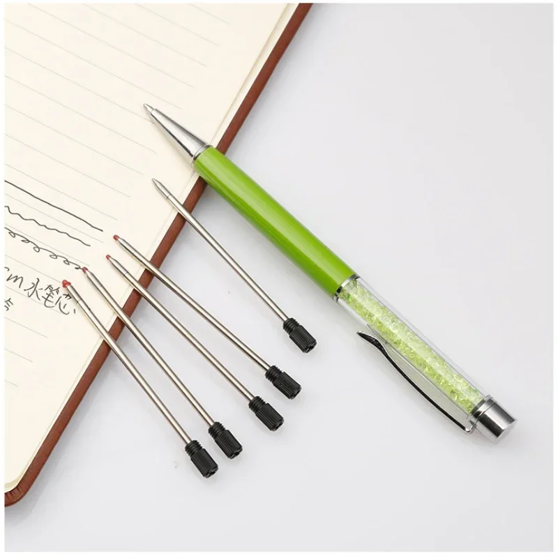 5/10/20/50 PCS 70mm Crystal Pen Refill Short Leads Blue Black Metal Pen Ballpoint Pen Refill School Supplies Office Stationery
