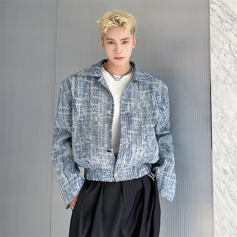 

Faionable ort Denim Jaet Мужской мягкий дизайн с текстурой в стиле ретро High Street Sle Весна Осень Молодежный хлопок Ja...