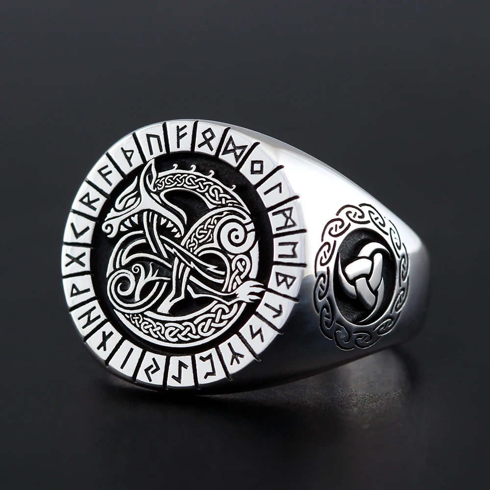 

Ancient Viking Rune Dragon Totem Sterling Silver Ring