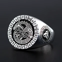 Ancient Viking Rune Dragon Totem Sterling Silver Ring