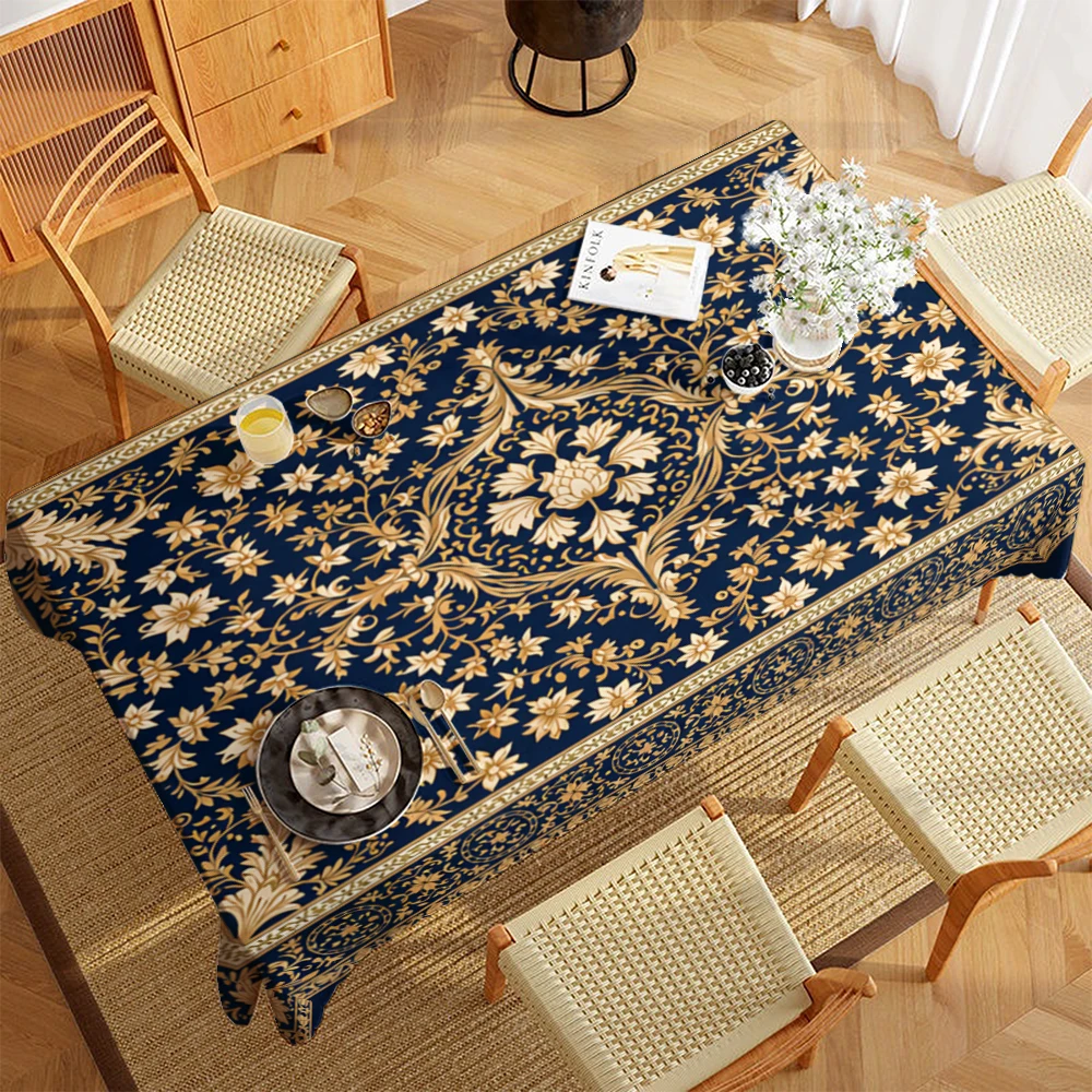 Polyester 2D Flat Printed Fall Maple Table Cover Room Decor Party Supplies Picnic Blanket Table Covers For Dining Table Harvest