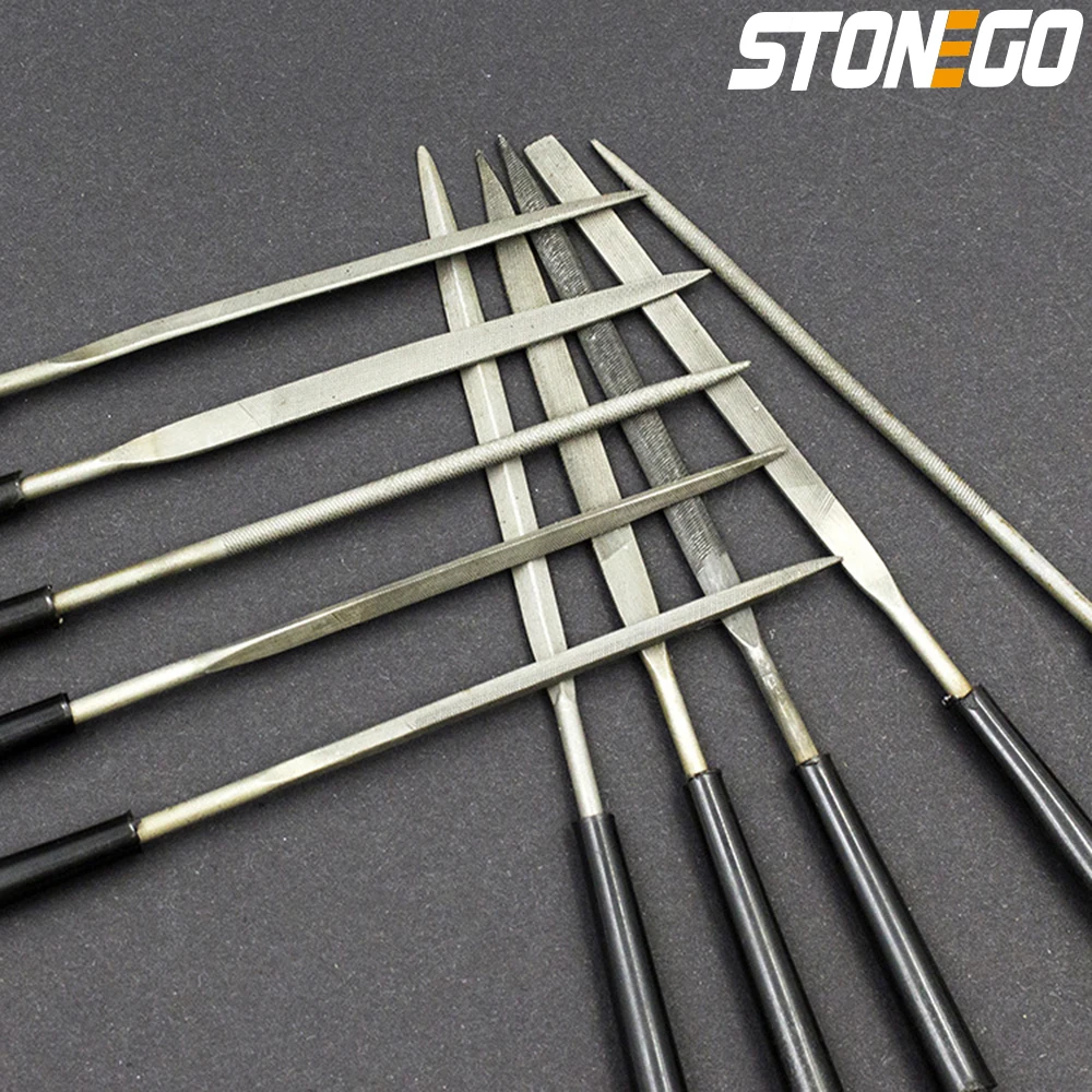 STONEGO 5PCS/10PCS 3x140mm Needle Files Set Jeweler Diamond Carving Craft Tool Metal Glass Stone Hand Tool