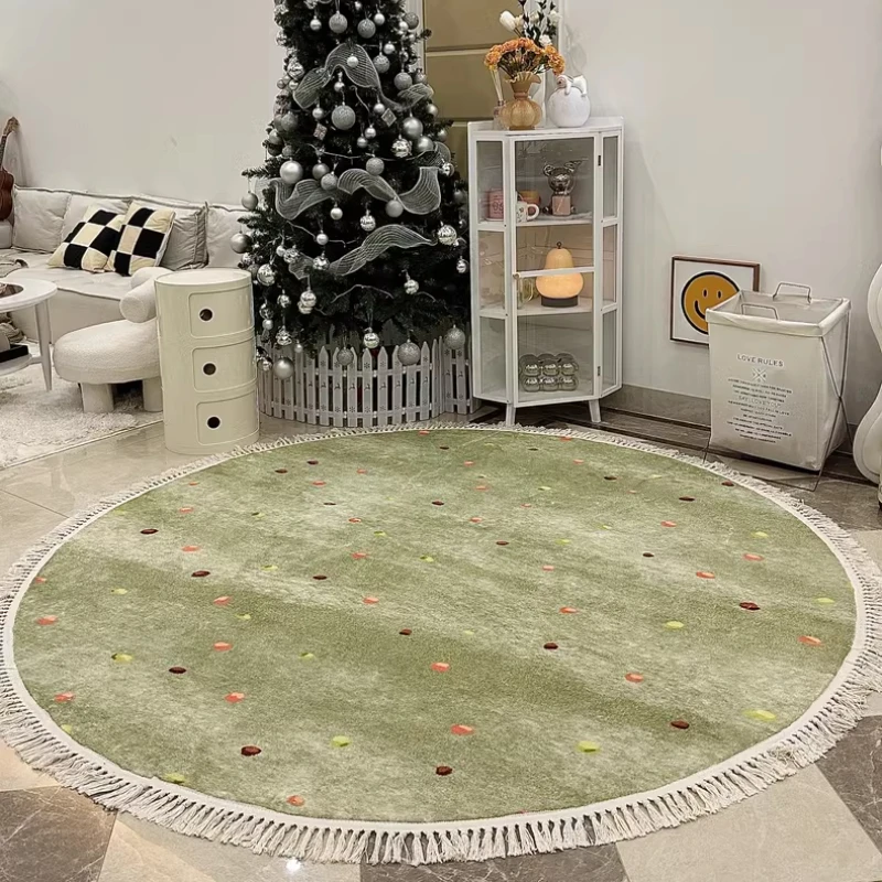 Carpet for Living Room Modern Minimalist Round Soft Bedroom Bedside Tassel Rug Cute Colorful Fluffy Coffee Table Mat Alfombra 담요