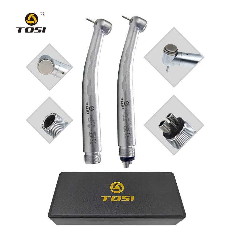 TOSI High Speed Air Turbine Handpiece Germany Cartridge Push Button 4 Water Spray High Torque Odontologia Dental Handpieces