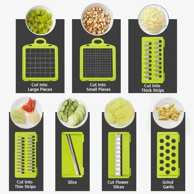 16 in 1 tritatutto multifunzionale per verdure manico griglia per alimenti tritatutto per alimenti affettatrice per verdure Dicer Cut Kitchen Items