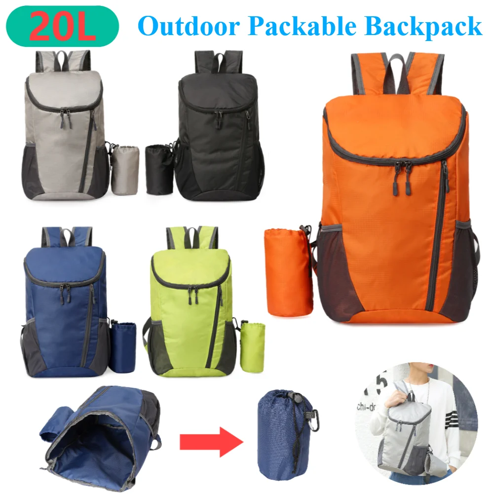 20L Folding Mountaineering Bag Ultralight Waterproof Outdoor Camping Hiking Travel Bag Portable Men Women Backpack Sports Bag