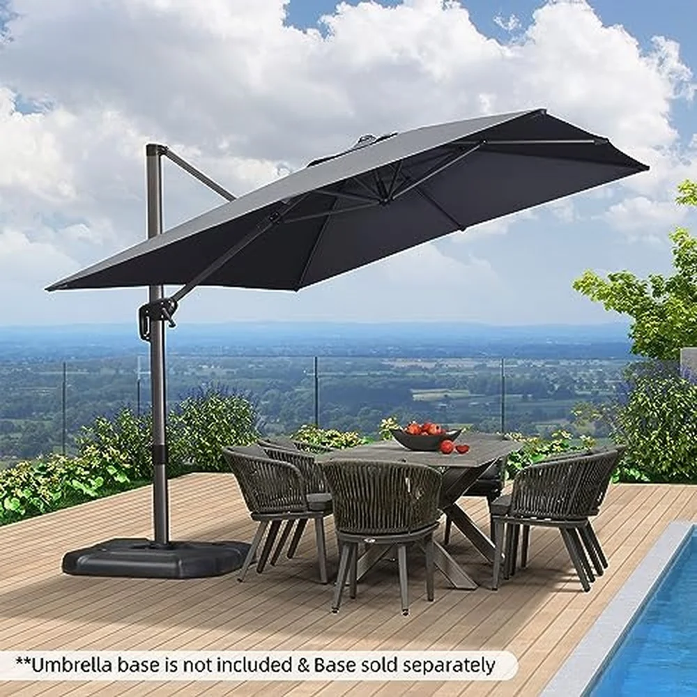 Cantilever Umbrella 9' x 11.5' Rectangle 360° Rotation Grey