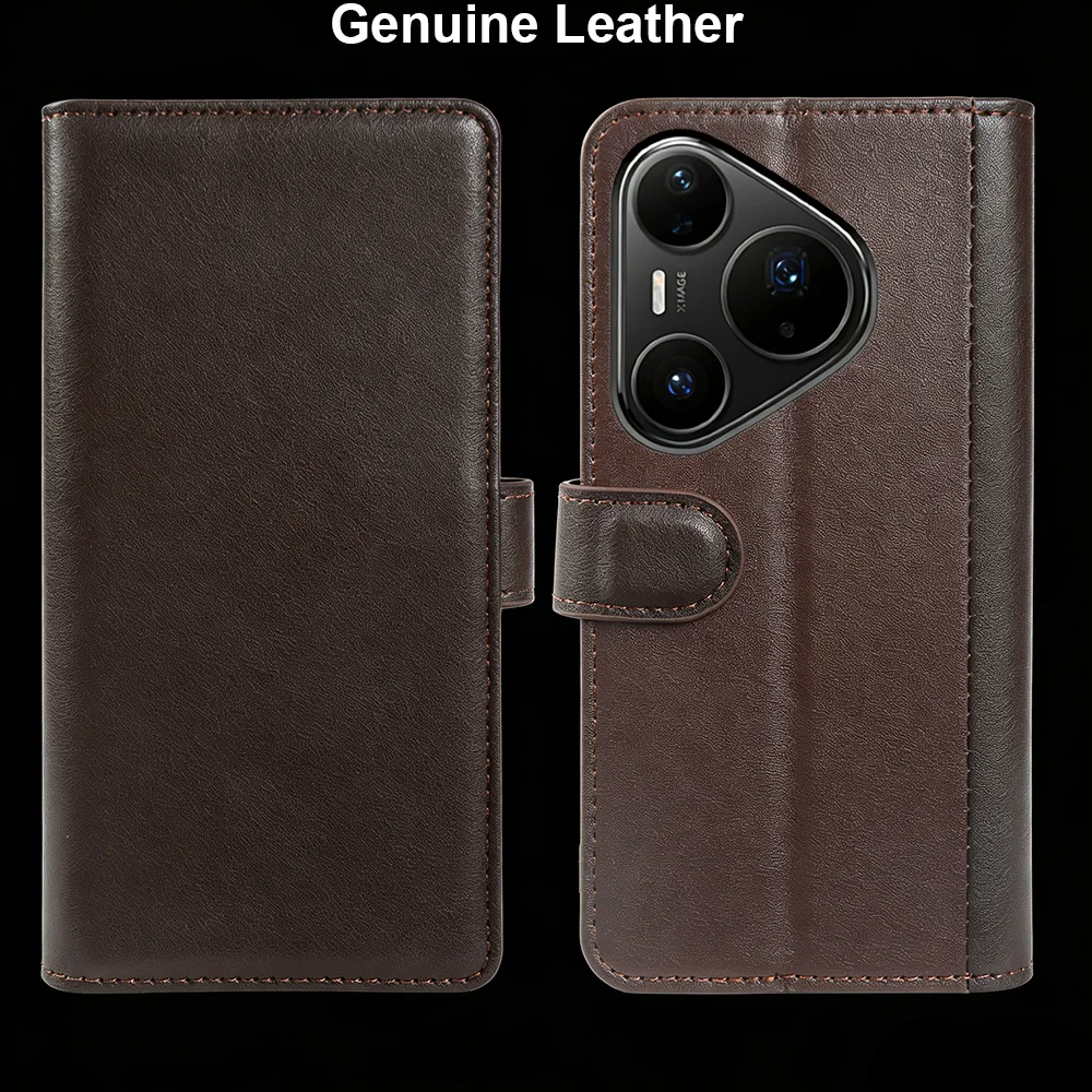 

Genuine Leather Flip Case For Huawei Pura 80 Pro Plus 70 Ultra P40 Lite Mate 50 40 P60 Pro Y6P Nova 7i 6 SE Phone Wallet Case