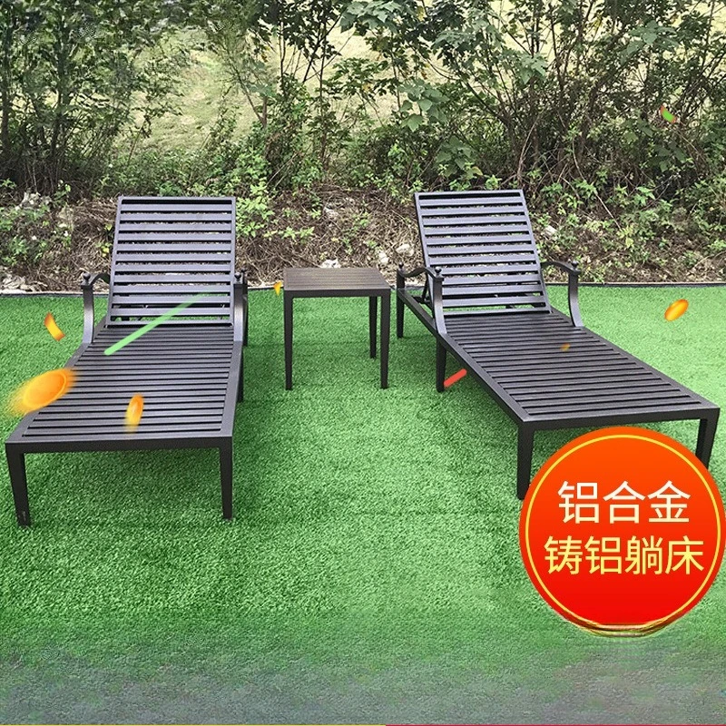 كرسي الشاطئ الترفيهي في الهواء الطلق، كرسي صالة فيلا على شاطئ البحر قابل للطي، مقاوم للماء، جميع صالة حمام السباحة من الألومنيوم