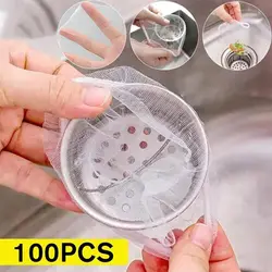 100x Disposable Filter Screen Sink Drain Trash Strainer Garbage Mesh Bag Kitchen Dishwashing Sink Anti-Clogging Filter Screen