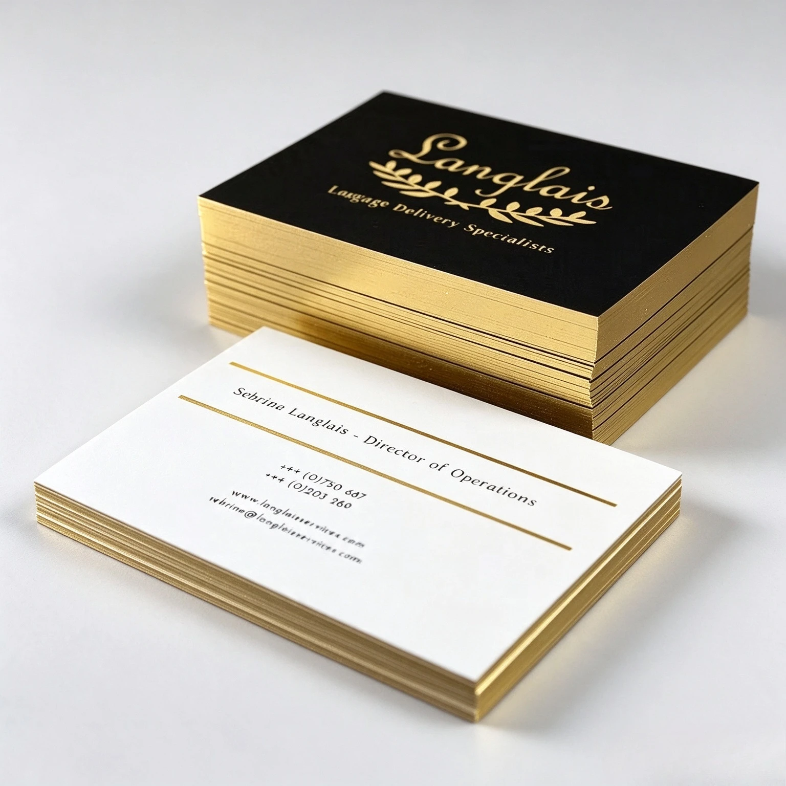 Custom Black Cotton Paper Business Cards Gold Foil Stamping Embossed Design High End Company Logo Visiting Card Printing
