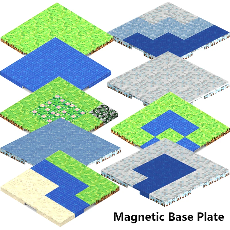 DIY Magnetic Building Blocks STEM Toys with Baseplate Mine World Random Pattern Educational Construction Set for Kids Boys Gifts