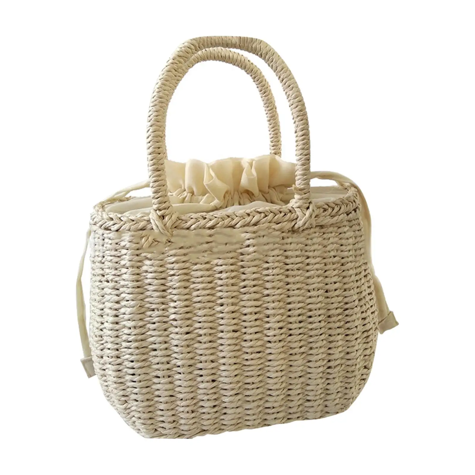 Fashion Straw Handbag Top Handle Tote Handwoven Vacation Women Woven Bag