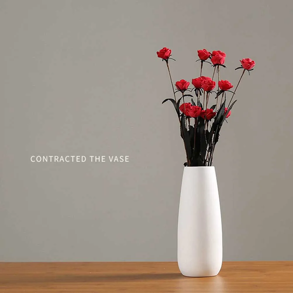 

White Ceramic Flower Vase Modern Simple Design Home Vase for Decoration Bedroom Sitting Room Balcony White Flower Bottle